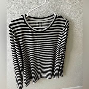 Majestic Filatures Classic French Touch black and white striped long sleeve top.